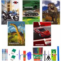 Kit 10 Cadernos Brochurão Brochura 96 Folhas Costurado Capa Dura Tema Meninos Com 38 Acessórios Kit 10 Cadernos Brochurão Brochura 96 Folhas Costurado Capa Dura Tema Meninos Com 38 Acessórios
