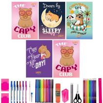 Kit 10 Cadernos Brochurão Capivara 96 Folhas Com 40 Itens