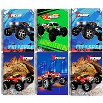 Kit 10 Cadernos Pickup Carro Capa Dura Grande Arame Espiral