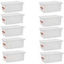Kit 10 Caixa C/ Tampa Linha Pro 25Litros Branca 521 Paramount