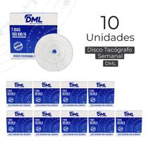Kit 10 Caixa Disco Tacógrafo Semanal 7 Dias 180 Km DML