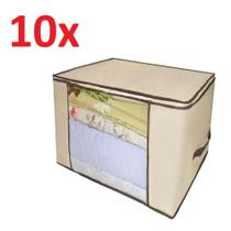 Kit 10 caixa organizador guarda roupa flexivel com ziper multiuso compact armario chao closets dobravel