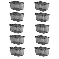 Kit 10 Caixa Organizadora 50 Litros Plástica Preta Livre BPA Plasvale Kit 10 Caixa Organizadora 50 Litros Plástica Preta Livre BPA Plasvale