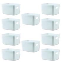 Kit 10 Caixa Organizadora C/ Tampa Idealle 38x27x18cm Branco