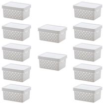 Kit 10 Caixa Organizadora C/ Tampa Quadratta 19x14x10 Branco Kit 10 Caixa Organizadora C/ Tampa Quadratta 19x14x10 Branco