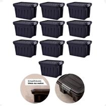 Kit 10 Caixa Organizadora Multiuso 20L Empilhável Com Trava