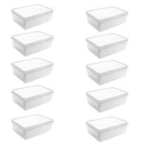 Kit 10 Caixa Plástica 3,5 Litros Branca Retangular Plasvale Com Tampa