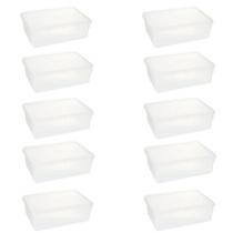 Kit 10 Caixa Plástica 3,5 Litros Transparente Retangular Plasvale Com Tampa