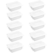 Kit 10 Caixa Plástica Empilhável 24,5 Litros Com Tampa Branca Plasvale