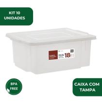 Kit 10 Caixas Alimentícia com Tampa 18 litros Frigorífica Multiuso Para Resfriamento Empilhar Kit 10 Caixas Alimentícia com Tampa 18 litros Frigorífica Multiuso Para Resfriamento Empilhar
