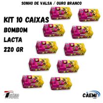 Kit 10 caixas bombom lacta 220 gr sonho de valsa/ourobranco