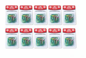 Kit 10 Caixas Clips Coloridos 2/0 33mm Total 1000 Unidades