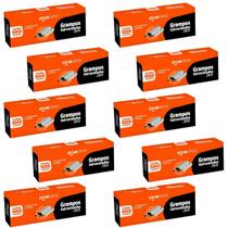Kit 10 Caixas de Grampo para Grampeador Galvanizado 26/6 C/5000 Ideal p/ Escritório Contabilidade Escolas