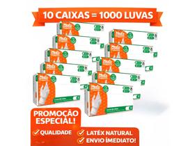 Kit 10 Caixas de Luvas Descartáveis de Látex com Pó - Tamanhos PP, P, M, G - 1000 Unidades