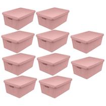 Kit 10 Caixas Organizadora Multiuso Decorativa Juta 15L Rosa