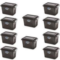 Kit 10 Caixas Organizadoras Alta Black 4,5L C/ Tampa e Trava