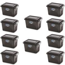 Kit 10 Caixas Organizadoras Alta Black 4,5L Tampa E Trava