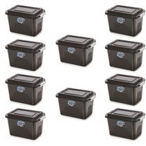 Kit 10 Caixas Organizadoras Alta Black 8 L C/ Tampa e Trava