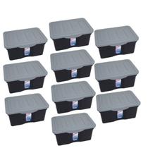 Kit 10 Caixas Organizadoras Multiuso Com Tampa 5 Litros Preta
