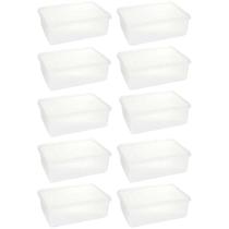 Kit 10 Caixas Organizadoras Plásticas Retangulares 3,5L com Tampa Hermética Empilhável Plasvale Kit 10 Caixas Organizadoras Plásticas Retangulares 3,5L com Tampa Hermética Empilhável Plasvale