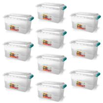 Kit 10 Caixas Organizadoras Transparente 19L Tampa e Travas