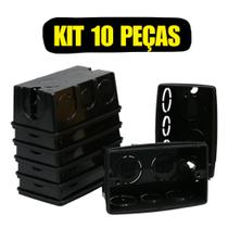 Kit 10 Caixinha de Luz Preta 4x2 Reforçada para Tomada Interruptor Parede Gesso Cerge 7080
