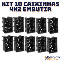 Kit 10 Caixinhas 4x2 Luz Embutir Abs Preta