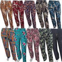 Kit 10 Calças Senhoras Feminina Malha Fria Liganete Estampadas Atacado