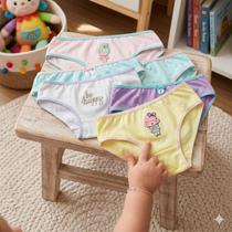 Kit 10 Calcinha básica infantil Lindas Estampas Super Conforto