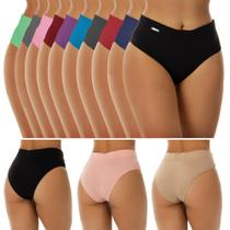 Kit 10 Calcinha Calçola Cintura Alta Microfibra Lisa Redutora Luxo Kit 10 Calcinha Calçola Cintura Alta Microfibra Lisa Redutora Luxo