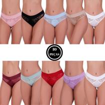 Kit 10 Calcinha com Detalhe de Renda e Laço - c3 KIT 10 CALCINHAS MONIQUE Kit 10 Calcinha com Detalhe de Renda e Laço - c3 KIT 10 CALCINHAS MONIQUE