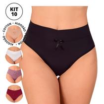 Kit 10 Calcinha Cós Duplo Alto Algodão cotton liso Atacado Revenda Calçola senhora Conforto firmador Kit 10 Calcinha Cós Duplo Alto Algodão cotton liso Atacado Revenda Calçola senhora Conforto firmador