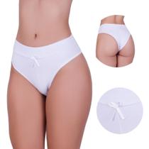 Kit 10 Calcinha de Algodão Tanga Cós Alto Duplo Modeladora Raquel