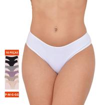Kit 10 Calcinha de Algodão Tanga Sortida Comfort Cotton Feminina