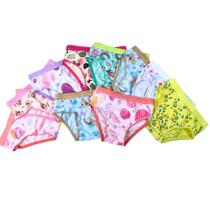 Kit 10 Calcinha infantil de algodão com cós estampada Menina Infantil Kit 10 Calcinha infantil de algodão com cós estampada Menina Infantil