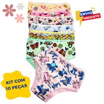 Kit 10 Calcinha Infantil Estampada de 1 a 9 anos