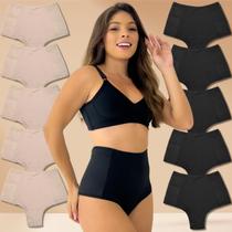 Kit 10 Calcinha Modeladora Elástico Anti Culote Preto e Bege