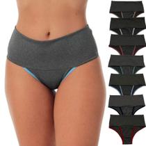 Kit 10 Calcinha Modeladora Fitness Cós Alto Feminina Compressão Abdominal Segura Barriga Microfibra