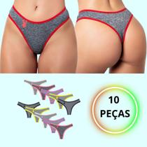 Kit 10 Calcinha Playboy Tanga Fio Sexy Lingerie de Microfibra Sensual Atacado Luxo - Qualibella