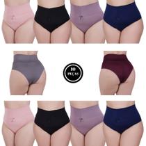 Kit 10 Calcinha Plus Size Cintura Alta Cós Alto 50 52 54 56- c11 KIT10 CALCINHAS THAMIRES