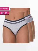 Kit 10 Calcinha Tanga Conforto Algodão Cintura Alta Moda Íntima Feminina