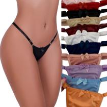 Kit 10 Calcinha Tanga Feminina Microfibra Com Regulagem Lateral Fio Dental Conforto Adulto