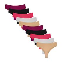 Kit 10 Calcinha Tanga Microfibra Feminina Sortida A43