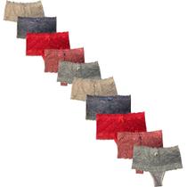 Kit 10 Calcinhas Cintura Alta Fristyle Em Microfibra Modeladora Com Renda Adulto