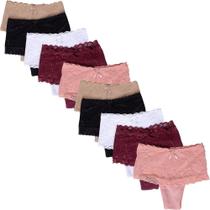 Kit 10 Calcinhas Cintura Alta Fristyle Modeladora Com Renda Em Algodão Adulto Kit 10 Calcinhas Cintura Alta Fristyle Modeladora Com Renda Em Algodão Adulto
