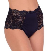 Kit 10 Calcinhas Cintura Alta Microfibra com Renda Lateral Hot Pant