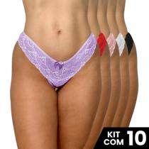 Kit 10 Calcinhas Conforto Invisível Com Renda Fio Tule Moda Íntima Elegante Kit 10 Calcinhas Conforto Invisível Com Renda Fio Tule Moda Íntima Elegante