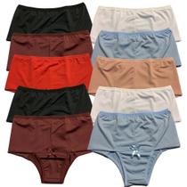 Kit 10 Calcinhas Cós Alto Fristyle Em Microfibra Modeladora Lingerie Adulto