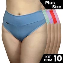 Kit 10 Calcinhas Cós Alto Plus Size Tamanho Grande Ajuste Perfeito