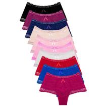 Kit 10 Calcinhas Cós Alto Renda Cinta Modeladora Rendada Algodão Kit 10 Calcinhas Cós Alto Renda Cinta Modeladora Rendada Algodão